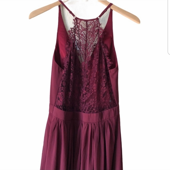 Lulu's Burgundy Maroon Lace Back Maxi Dress Medium - Picture 8 of 13